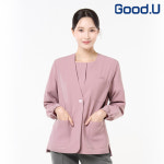 굿유 여성 베이직 간호사 가운 시보리소매 언발기장 병원근무복 덧가운 : Good.U 굿유