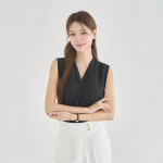 여름블라우스 나시 민소매 쉬폰 화이트 브이넥 블랙 검정 흰 여성정장이너 V넥 [테이] : 더웨이나인