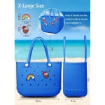 바오낫 비치백 고무 토트백 스포츠 비치 마켓 풀용 세탁 가능한 여성용 방수 여행 가방 Light Blue Large : 루디아럭스.ludialux