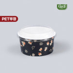 종이용기 일회용 배달 포장 라면 우동 덮밥 WR 1532 흑금단 1000mL PET /몸통뚜껑합세트 600개 : 다온킹