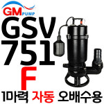 펌프샵 지엠펌프 GSV-751F 단상 1마력 자동 오배수 주물 수중모터 구경50A 정화조 지하집수정 빗물배수 물탱크청소(GSV-751F) : 펌프샵