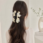 헤어집게핀 왕리본 쉬폰 반묶음 올림머리 볼륨 바나나 머리핀 삔 : 민이리본공방
