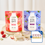 [4+4] 상하목장 유기농 쌀과자 2종 30g 딸기 4봉+블루베리 4봉 (총 8봉)[+요미요미 안심아이차 보리 125ml 4팩 증정] [도착보장] : 매일유업... 