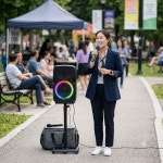 [공식대리점] BW-600 150와트 6.5인치 우퍼 트위터 휴대용 스피커 (무선마이크 포함) : 세선전자