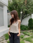 토스 홀터 나시 플라워 자수 밴드 프릴 레이어드 아이보리 크림 블랙 러버블리 : 러버블리 lovablely