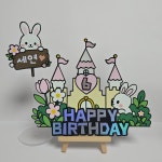 디어렌 숲속 토끼성 생일토퍼 이벤트 케이크 이름 맞춤 토퍼 파티용품 : 디어렌토퍼