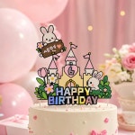디어렌 숲속 토끼성 생일토퍼 이벤트 케이크 이름 맞춤 토퍼 파티용품 : 디어렌토퍼