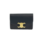 [중고] 셀린느 Celine 10I583DPV.38NO 블랙 트리옹프 샤이니 카프스킨 플랩 카드 지갑 : 다산중고명품