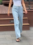 후들후들 와이드 세미 부츠컷 아이스 진 여름 청바지 연청바지 소프트 데님 : 에떼ete