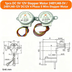1pcs DC 5V 12V 스테퍼 모터 24BYJ48-5V 24BYJ48-12V DC12V 4상 5선 스테퍼 모터 : 바트상사
