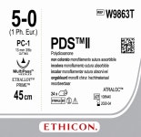 에치콘 PDS II W9863T 5/0 13mm 3/8 각침 45cm 24개입 흡수성봉합사 : 초이메디