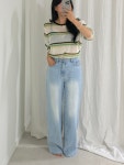 썸머 와이드 PT 여성 여름 와이드 데님 팬츠 연청 하이웨스트 롱 청바지 : 에브리데이엘린 진주점