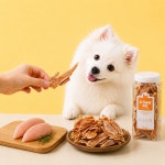 바른멍쿡 강아지 수제간식 국산 닭가슴살 육포 스틱 무첨가 고단백 저알러지 닭고기, 100g, 1개 : 이지모담