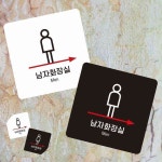 남자화장실 우측1 사각 소형표지판 13x13cm Toilet 안내판 오른쪽 주유소 문구 : 희락투홀세일