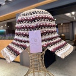 세컨타임 줄무늬 니트 짜임 벙거지 챙넓은 밀짚 휴양지 뜨개 모자 2color (H3178) : 아트몰링 부산점 세컨타임