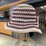 세컨타임 줄무늬 니트 짜임 벙거지 챙넓은 밀짚 휴양지 뜨개 모자 2color (H3178) : 아트몰링 부산점 세컨타임