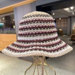 세컨타임 줄무늬 니트 짜임 벙거지 챙넓은 밀짚 휴양지 뜨개 모자 2color (H3178) : 아트몰링 부산점 세컨타임