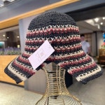 세컨타임 줄무늬 니트 짜임 벙거지 챙넓은 밀짚 휴양지 뜨개 모자 2color (H3178) : 아트몰링 부산점 세컨타임