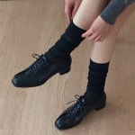 [G4182] 스퀘어토 레이스업 로퍼 낮은굽 데일리 슈즈 : 새로이클라쓰