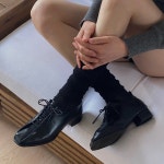 [G4182] 스퀘어토 레이스업 로퍼 낮은굽 데일리 슈즈 : 새로이클라쓰