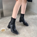 [G4209] 스퀘어토 스티치 앵클부츠 굽있는 데일리 지퍼부츠 : 새로이클라쓰