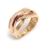 비앤비골드 크로스 큐빅 콤비 볼드 반지 RCS2615