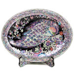 박씨상방 명품나전 특대형 타원공작쟁반 받침대 나전칠기 외국인선물 장식용 쟁반