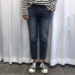 372 슬림핏 9부 중청 데님팬츠