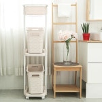 플라팜 이동식 세탁바구니 더블3단