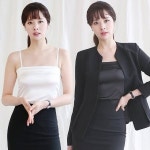 더웨이나인 민소매 스퀘어넥 끈 나시 블라우스