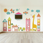 디자인베이 우드스티커 기린마을 컬러완제품