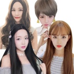 긴머리 연출 여신 헤어스타일 통 가발 슈-블랙 망X