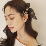 챠밍 브라운골드와 블랙리본 헤어핀