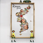 꾸밈 pf555-우드프레임액자 음식한반도지도