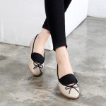 2컬러 리본 플랫슈즈 밴딩 플랫 단화 로퍼 VRS-캔디-블랙