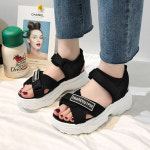 여성 샌들 발편한 쿠션 크로스 스트랩샌들 VJ-에이스-블랙