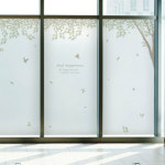 꾸밈 ph561 m-무점착유리시트 나뭇잎이흩날리는나무숲 유리문시트지