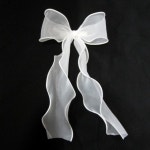 화이트 핸드메이드 롱 레이스 망사 리본 머리핀