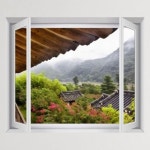 꾸밈 cu262-숲속의한옥 창문그림액자 중형