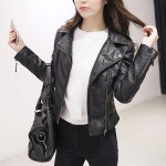 가을자켓 여성라이더자켓 숏가죽자켓 다양한코디 블랙-M
