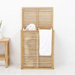바네스데코 바네스데코 대나무 햄퍼 2칸 수납 빨래바구니