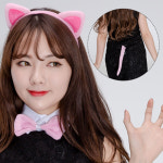 핑크고양이머리띠푸치샤3종세트 파티머리띠 놀이공원