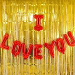 은박풍선사랑레드 커튼골드세트 파티 장식 호일풍선 수술커튼 생일파티 기념일