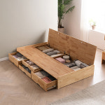 어반레스트 에덴 고무나무 원목 무헤드 서랍 침대 프레임 SS(슈퍼싱글)