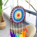 레인보우 뜨개 드림캐쳐 벽장식 인테리어 벽걸이 소