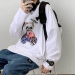 남자 라운드 긴팔 티셔츠 곰돌이 맨투맨 오버핏