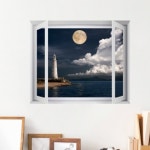 꾸밈 ix243-운치있는바다의달풍경 창문그림액자 중형