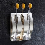 스테인레스 치솔꽂이 면도기 칫솔 걸이 물결디자인 스텐치솔걸이2공