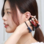 레더 리본 머리고무줄 헤어끈 똥머리 올림머리 머리끈