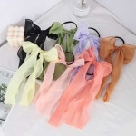 파스텔 컬러 쉬폰 망사 리본 머리끈 헤어밴드 고무줄 그린